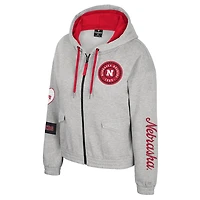 Veste à capuche zippée Alfie pour femme, gris Colosseum, des Nebraska Huskers