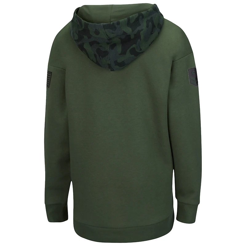 Women's Colosseum Olive/Camo Nebraska Huskers OHT Military Appreciation Extraction Chevron Pullover Hoodie