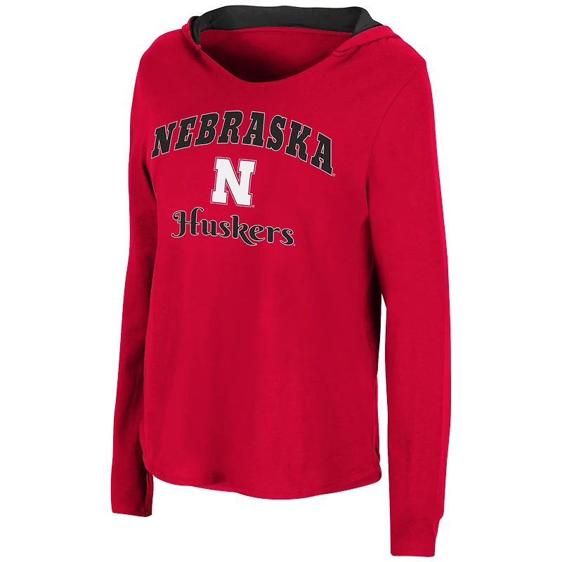 Colosseum Scarlet Nebraska Huskers Catalina Hoodie T-shirt à manches longues pour femmes