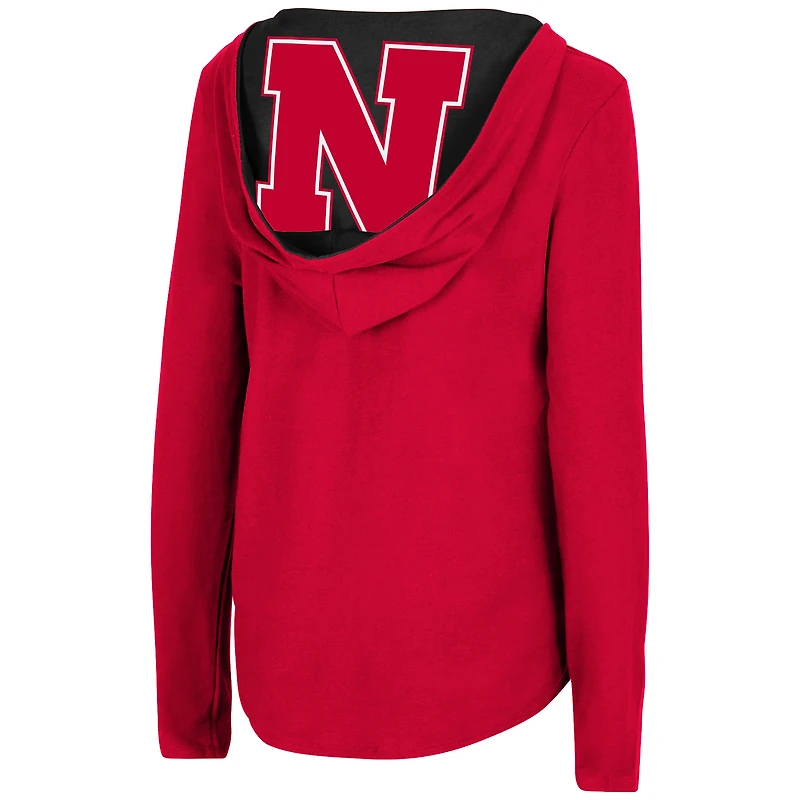 Colosseum Scarlet Nebraska Huskers Catalina Hoodie T-shirt à manches longues pour femmes