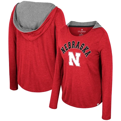 T-shirt à capuche manches longues Colosseum Scarlet Nebraska Huskers pour femmes