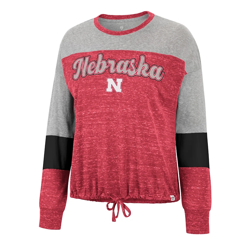 Colosseum Scarlet Nebraska Huskers Joanna Tie Front T-shirt à manches longues pour femme