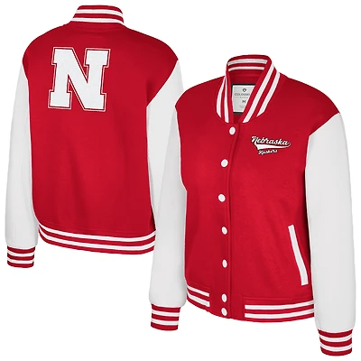 Women's Colosseum Texas Scarlet Nebraska Huskers French Baguette Full Snap Fleece Jacket