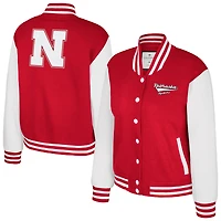 Veste polaire à boutons-pression pour femme Colosseum Texas Scarlet Nebraska Huskers French Baguette