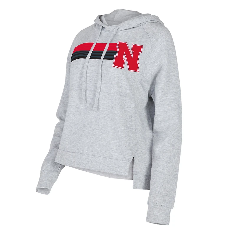 Women's Concepts Sport Gray Nebraska Huskers Cedar Tri-Blend Raglan Pullover Hoodie