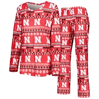 Ensemble de nuit pour femme Concepts Sport Scarlet Nebraska Huskers Holiday, haut à manches longues et pantalon