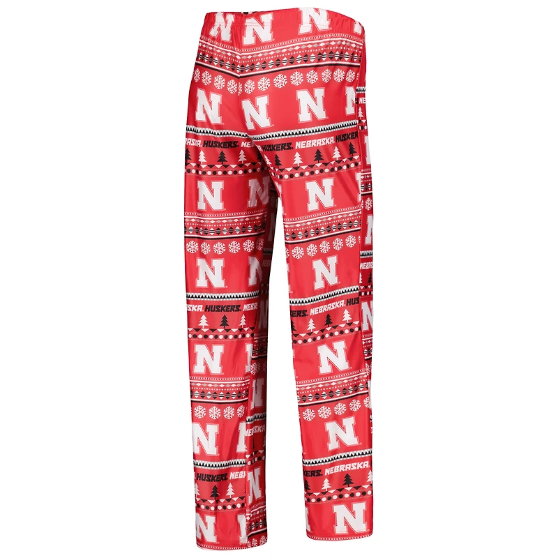 Women's Concepts Sport Scarlet Nebraska Huskers Holiday Long Sleeve Top and Pants Sleep Set