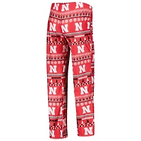 Women's Concepts Sport Scarlet Nebraska Huskers Holiday Long Sleeve Top and Pants Sleep Set