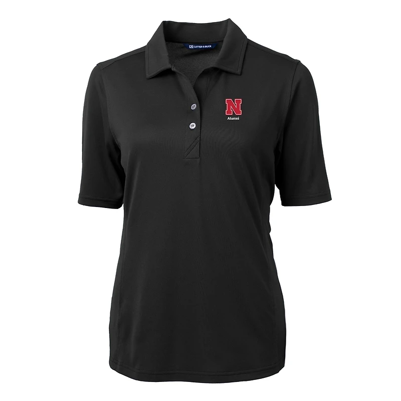 Women's Cutter & Buck  Black Nebraska Huskers Alumni Virtue Eco Pique Recycled Polo