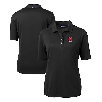 Women's Cutter & Buck  Black Nebraska Huskers Alumni Virtue Eco Pique Recycled Polo