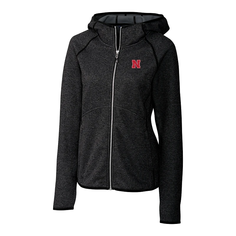 Veste à capuche entièrement zippée pour femme, modèle Nebraska Huskers, gris Cutter & Buck