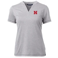 Women's Cutter & Buck Heather Gray Nebraska Huskers Forge Blade V-Neck Top