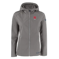 Veste zippée intégrale recyclée en softshell Evoke Eco pour femme, Cutter & Buck Pewter, Nebraska Huskers Alumni
