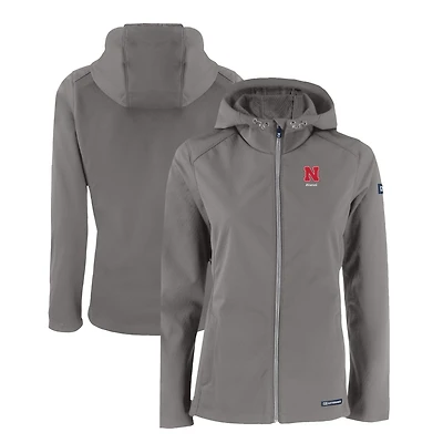 Veste zippée intégrale recyclée en softshell Evoke Eco pour femme, Cutter & Buck Pewter, Nebraska Huskers Alumni