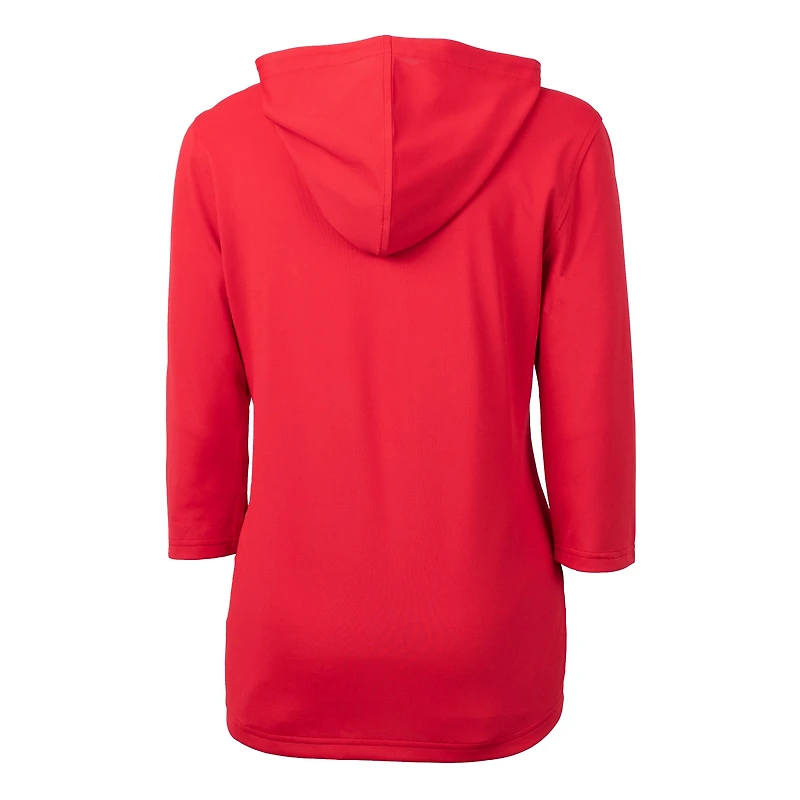 Women's Cutter & Buck  Scarlet Nebraska Huskers Alumni DryTec Virtue Eco Pique Recycled Half-Zip Pullover Hoodie