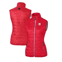 Gilet matelassé isolant entièrement zippé Rainier PrimaLoft Eco pour femme, modèle Cutter & Buck Scarlet Nebraska Huskers Alumni