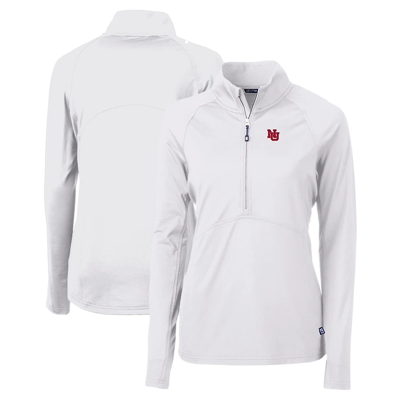 Pull-over demi-zippé en tricot extensible recyclé Nebraska Huskers Adapt pour femme, blanc, Cutter & Buck