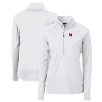 Pull-over demi-zippé en tricot extensible recyclé Nebraska Huskers Adapt pour femme, blanc, Cutter & Buck