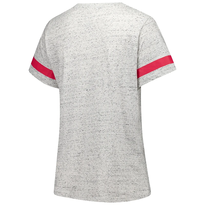 Women's Fanatics Heather Gray Nebraska Huskers Plus Lace-Up V-Neck T-Shirt