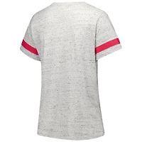 Women's Fanatics Heather Gray Nebraska Huskers Plus Lace-Up V-Neck T-Shirt