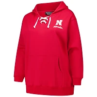 Sweat à capuche lacets et col en V Scripy Scarlet Nebraska Huskers pour femmes Fanatics grande taille