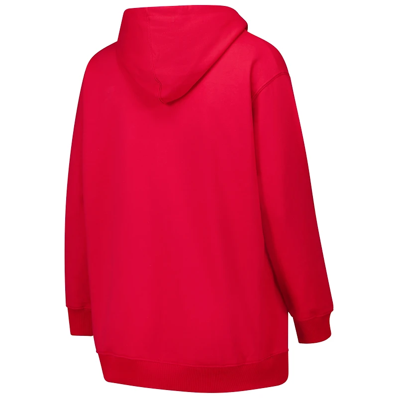 Sweat à capuche lacets et col en V Scripy Scarlet Nebraska Huskers pour femmes Fanatics grande taille