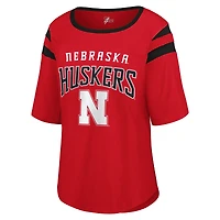 T-shirt à manches longues pour femme G-III 4Her by Carl Banks Red Nebraska Huskers Plus Linebacker