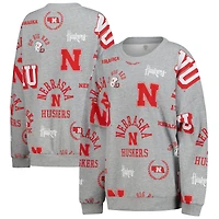 Women's Gameday Couture Gray Nebraska Huskers Always on Repeat Fleece Sweatshirt