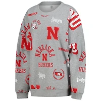 Sweat-shirt en molleton gris Gameday Couture pour femme, Nebraska Huskers, Always On Repeat