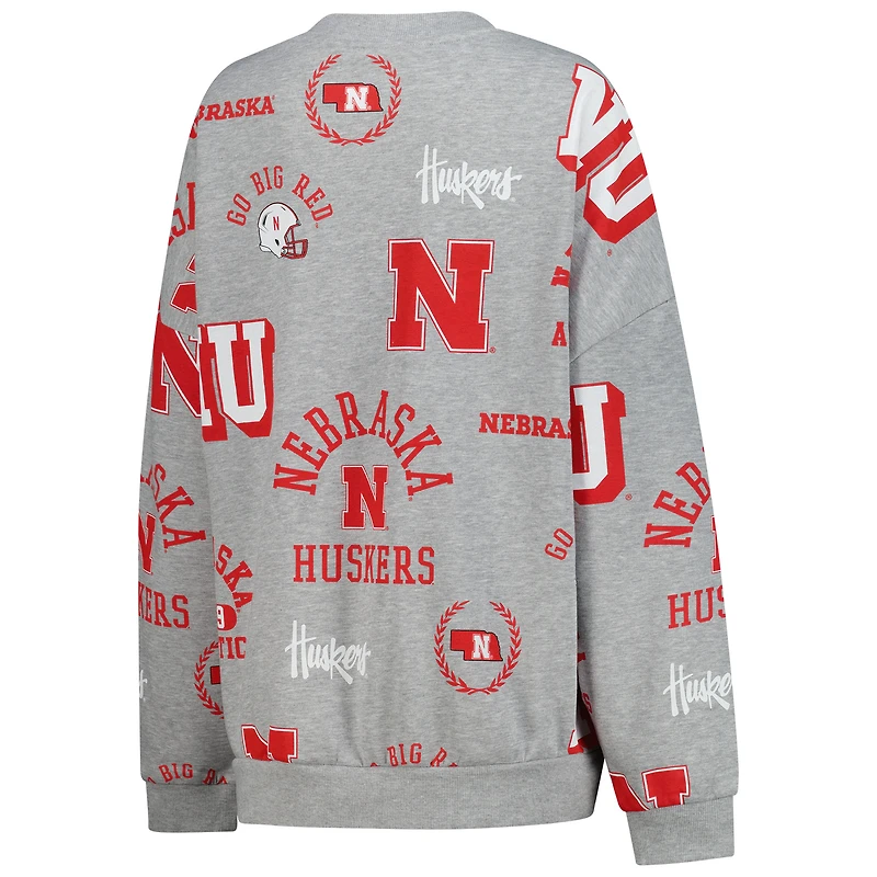 Women's Gameday Couture Gray Nebraska Huskers Always on Repeat Fleece Sweatshirt