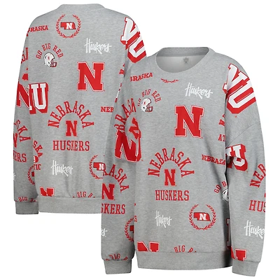 Sweat-shirt en molleton gris Gameday Couture pour femme, Nebraska Huskers, Always On Repeat