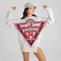 Sweat-shirt oversize en polaire grise à strass Nebraska Huskers Chasing Victory, collection Gameday Couture pour femmes