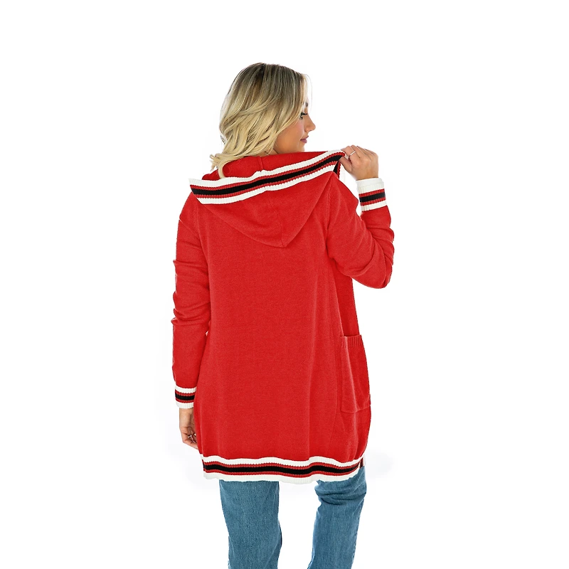 Women's Gameday Couture  Red Nebraska Huskers Tri-Blend Rounded Stripe Cardigan