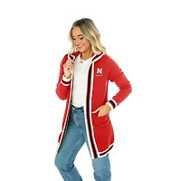 Women's Gameday Couture  Red Nebraska Huskers Tri-Blend Rounded Stripe Cardigan