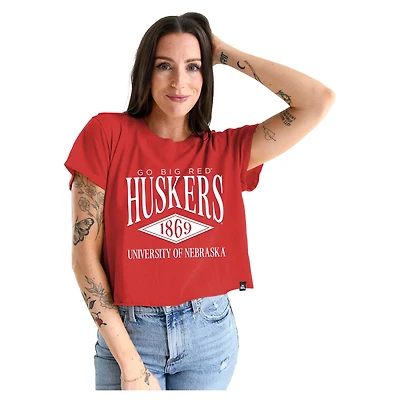 Women's Gameday Social Scarlet Nebraska Huskers Cropped Cuffed T-Shirt