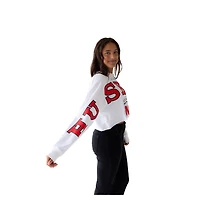 Women's Gameday Social White Nebraska Huskers Phipps Cropped Sweatshirt