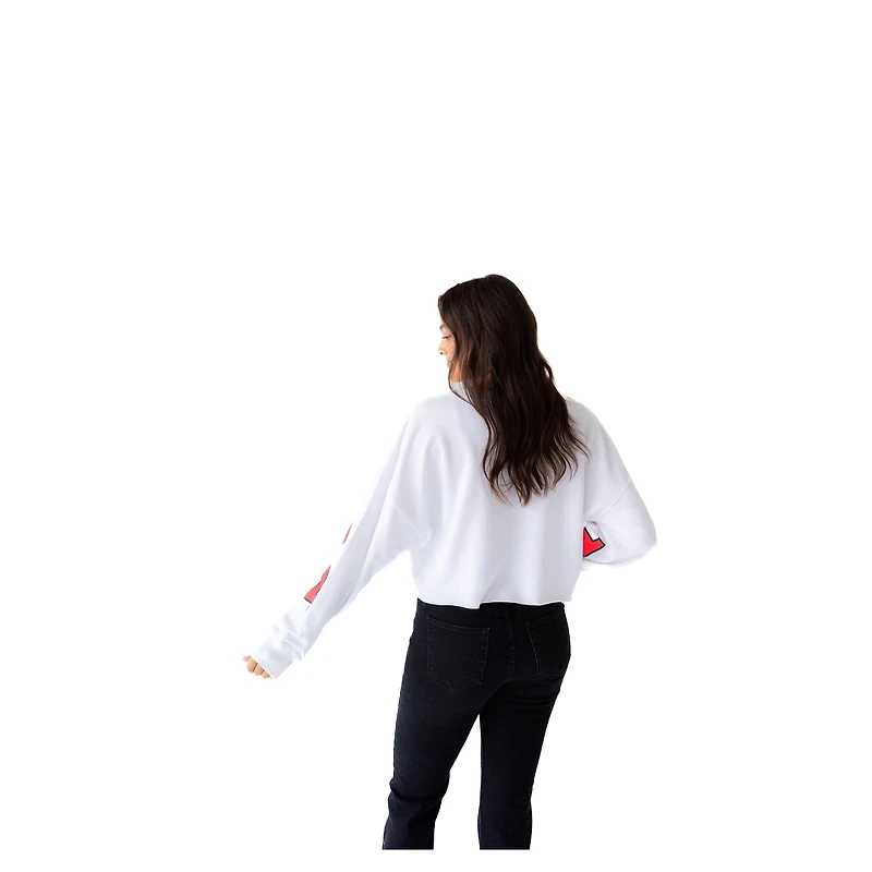 Women's Gameday Social White Nebraska Huskers Phipps Cropped Sweatshirt