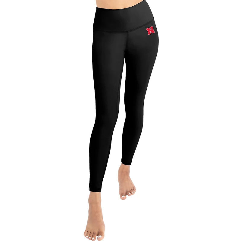 Ensemble soutien-gorge et leggings mi-longs doux au beurre Nebraska Huskers noirs de la marque Kadi pour femmes