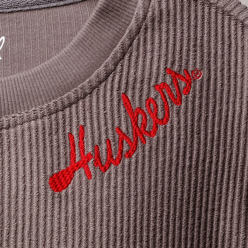 Women's League Collegiate Wear Charcoal Nebraska Huskers Corded Timber Cropped Pullover Sweatshirt