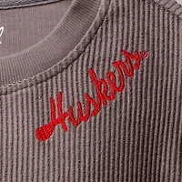 Women's League Collegiate Wear Charcoal Nebraska Huskers Corded Timber Cropped Pullover Sweatshirt