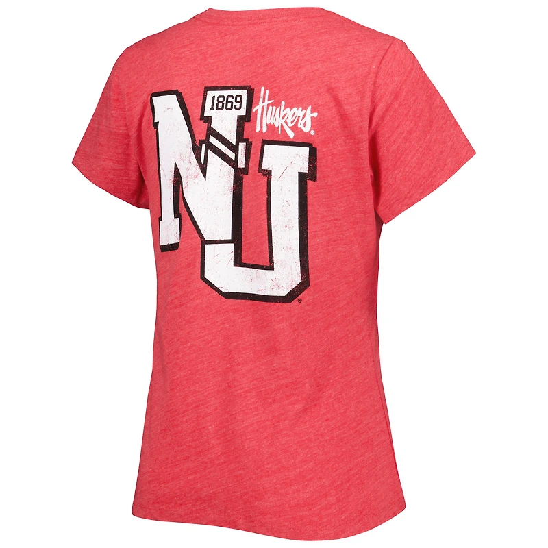 League Collegiate Wear pour femmes Heather Scarlet Nebraska Huskers Intramural Classic 2-Hit T-shirt triple mélange