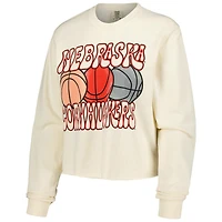 T-shirt court à manches longues pour femmes, couleurs naturelles des Huskers du Nebraska, confort de basket-ball