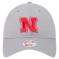 Casquette ajustable 9TWENTY avec logo des Nebraska Huskers de New Era pour femme, grise