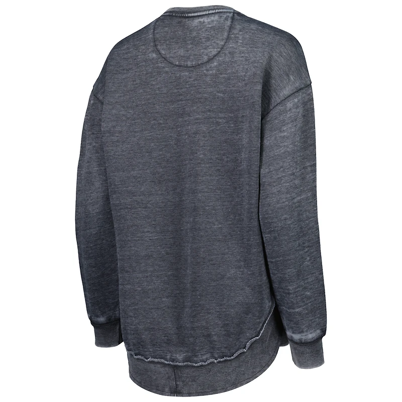 Women's Pressbox Black Nebraska Huskers Vintage Wash Pullover Sweatshirt