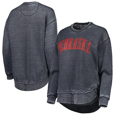 Women's Pressbox Scarlet Nebraska Huskers Vintage Wash Pullover Sweatshirt