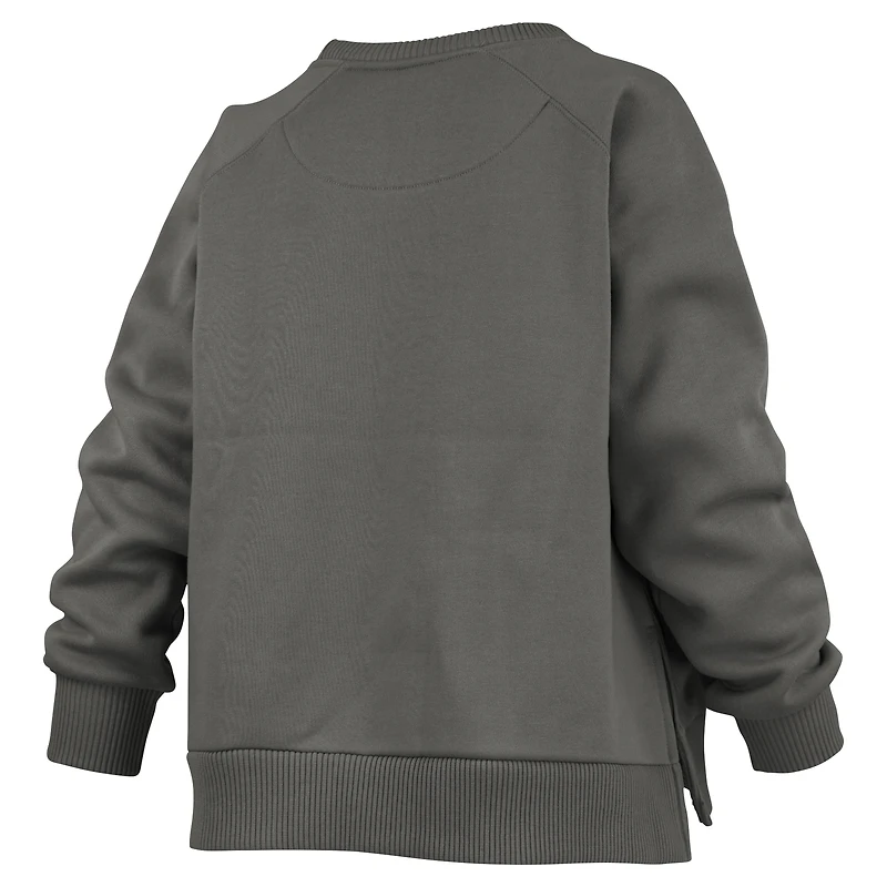 Women's Pressbox Charcoal Nebraska Huskers Pocketed Raglan Pullover Sweatshirt