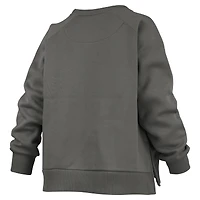 Women's Pressbox Charcoal Nebraska Huskers Pocketed Raglan Pullover Sweatshirt