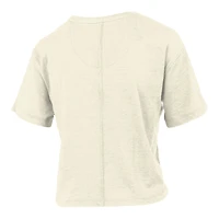 Women's Pressbox Cream Nebraska Huskers Buckler Vintage Cropped T-Shirt