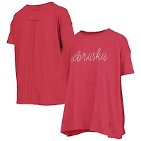 T-shirt oversize à coutures apparentes, couleur écarlate chinée, Nebraska Huskers, imprimé tourbillonnant, style Pressbox, pour femmes