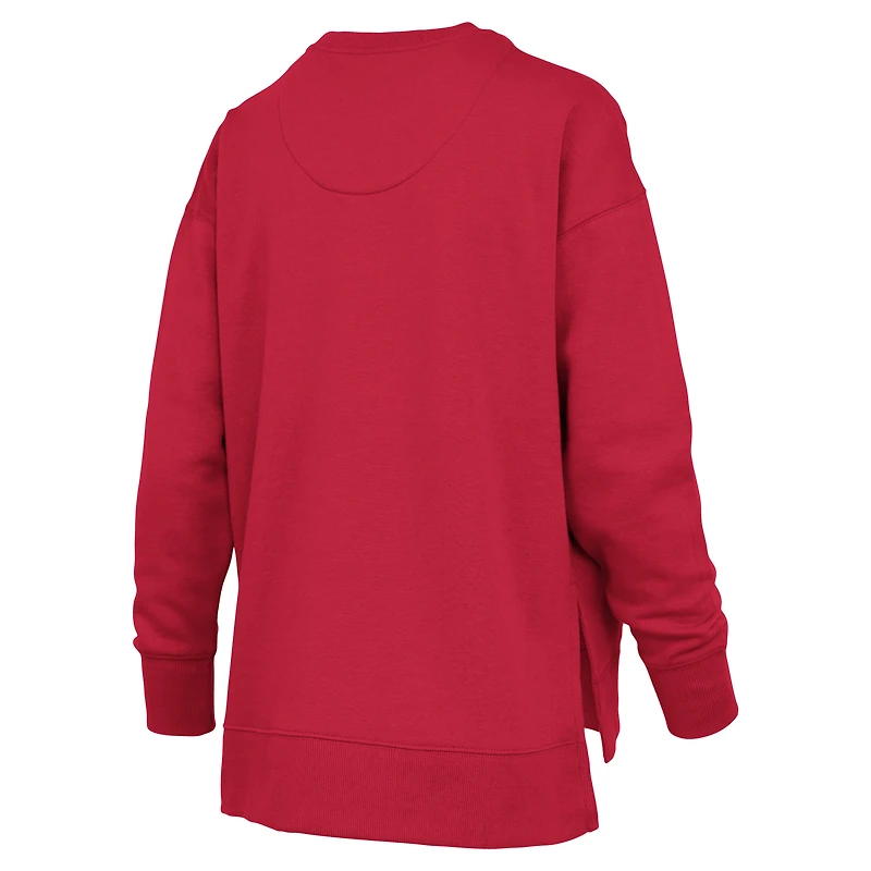 Women's Pressbox Scarlet Nebraska Huskers Bonanza Chenille Harper Script Sweatshirt